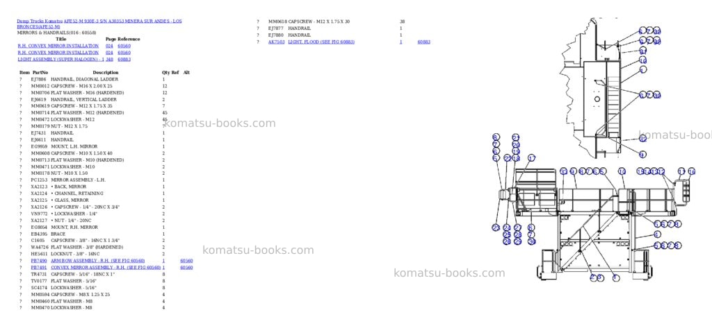 Komatsu afe52-m 930e-3 s/n a30353 minera sur andes - los bronces Parts catalog cover Page 8