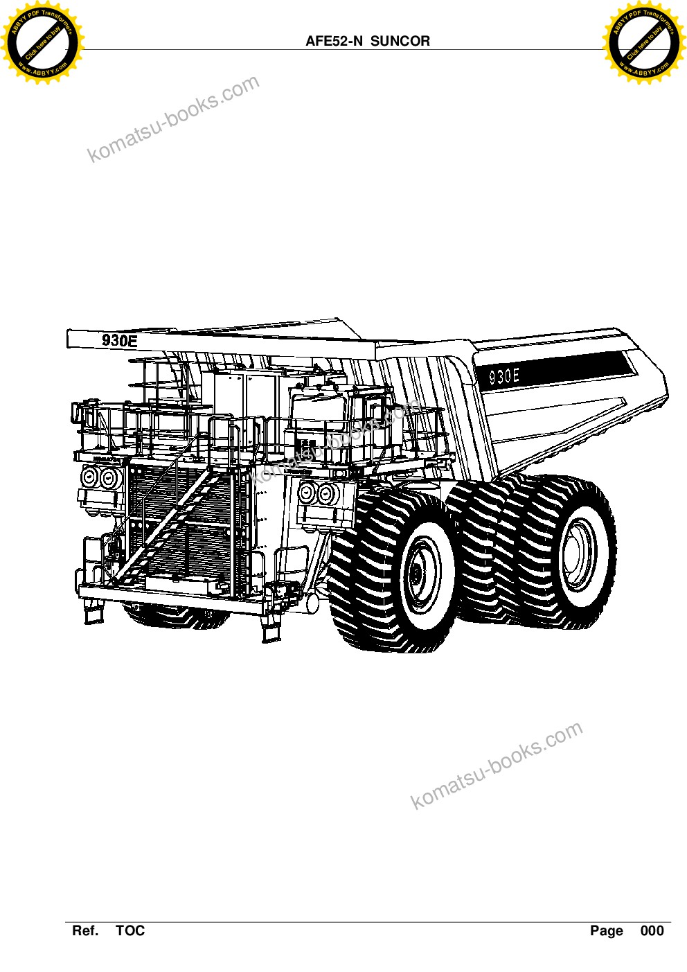 Komatsu afe52-n 930e-3 s/n a30354-a30357 suncor Parts catalog cover