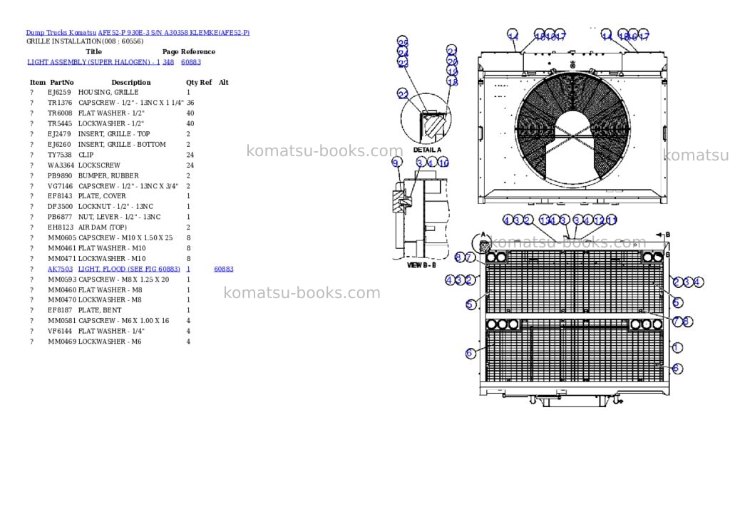 Komatsu afe52-p 930e-3 s/n a30358 klemke Parts catalog cover Page 4 Komatsu afe52-p 930e-3 s/n a30358 klemke Parts catalog cover Page 4