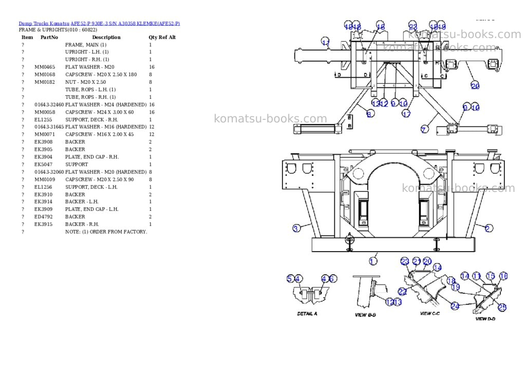 Komatsu afe52-p 930e-3 s/n a30358 klemke Parts catalog cover Page 5 Komatsu afe52-p 930e-3 s/n a30358 klemke Parts catalog cover Page 5