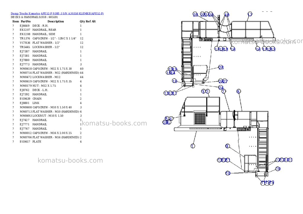 Komatsu afe52-p 930e-3 s/n a30358 klemke Parts catalog cover Page 9 Komatsu afe52-p 930e-3 s/n a30358 klemke Parts catalog cover Page 9