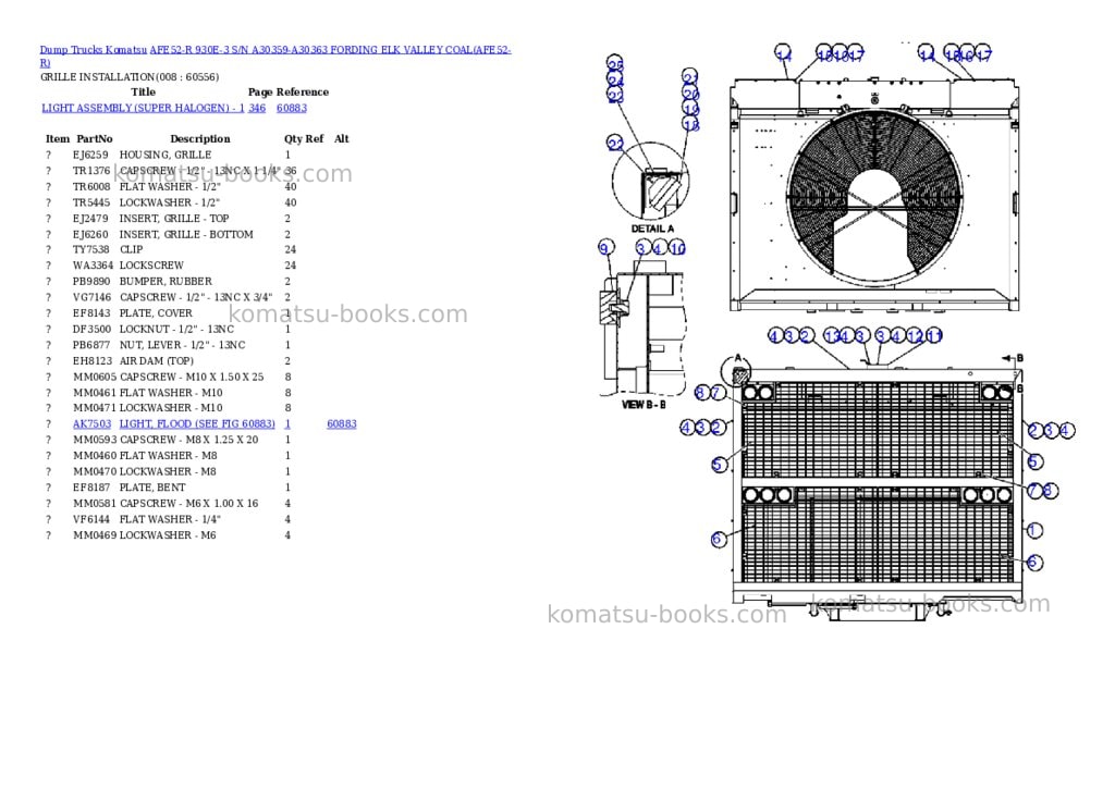 Komatsu afe52-r 930e-3 s/n a30359-a30363 fording elk valley coal Parts catalog cover Page 4 Komatsu afe52-r 930e-3 s/n a30359-a30363 fording elk valley coal Parts catalog cover Page 4