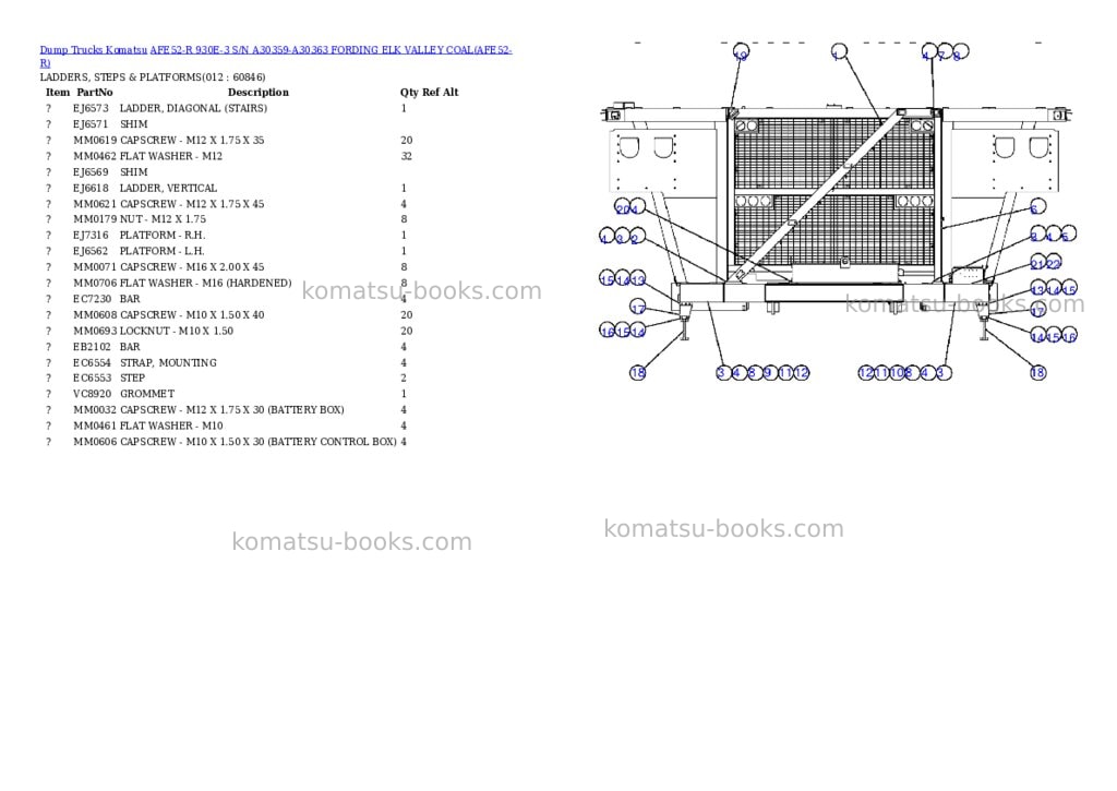 Komatsu afe52-r 930e-3 s/n a30359-a30363 fording elk valley coal Parts catalog cover Page 6 Komatsu afe52-r 930e-3 s/n a30359-a30363 fording elk valley coal Parts catalog cover Page 6