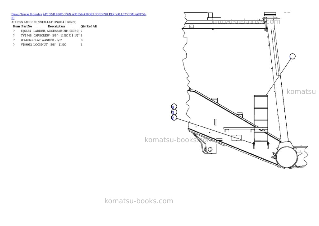 Komatsu afe52-r 930e-3 s/n a30359-a30363 fording elk valley coal Parts catalog cover Page 7 Komatsu afe52-r 930e-3 s/n a30359-a30363 fording elk valley coal Parts catalog cover Page 7