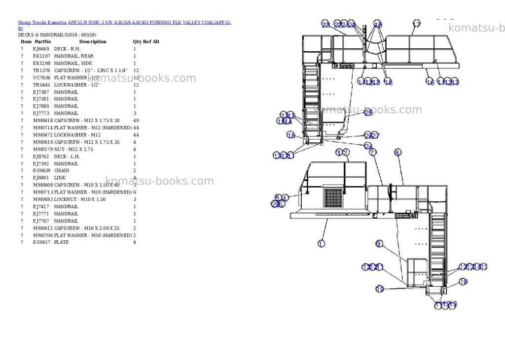 Komatsu afe52-r 930e-3 s/n a30359-a30363 fording elk valley coal Parts catalog cover Page 9 Komatsu afe52-r 930e-3 s/n a30359-a30363 fording elk valley coal Parts catalog cover Page 9