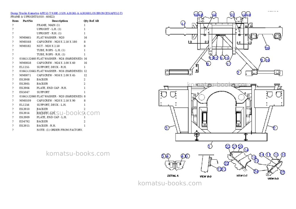 Komatsu afe52-t 930e-3 s/n a30365 & a30368 los bronces Parts catalog cover Page 5