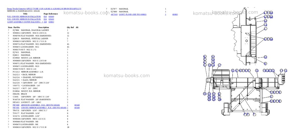 Komatsu afe52-t 930e-3 s/n a30365 & a30368 los bronces Parts catalog cover Page 8