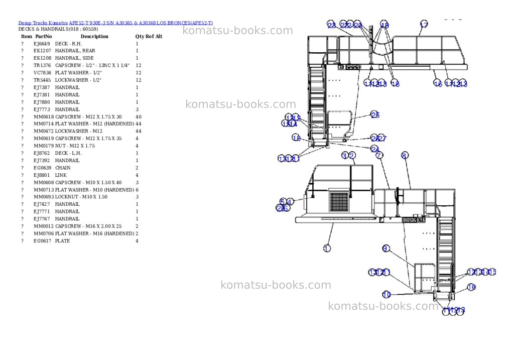 Komatsu afe52-t 930e-3 s/n a30365 & a30368 los bronces Parts catalog cover Page 9