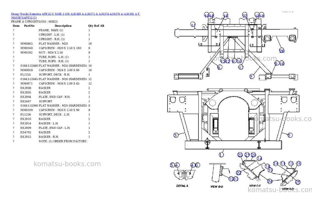 Komatsu afe52-u 930e-3 s/n a30369 & a30372 & a30374-a30376 & a30392 a.t. massey Parts catalog cover Page 5 Komatsu afe52-u 930e-3 s/n a30369 & a30372 & a30374-a30376 & a30392 a.t. massey Parts catalog cover Page 5