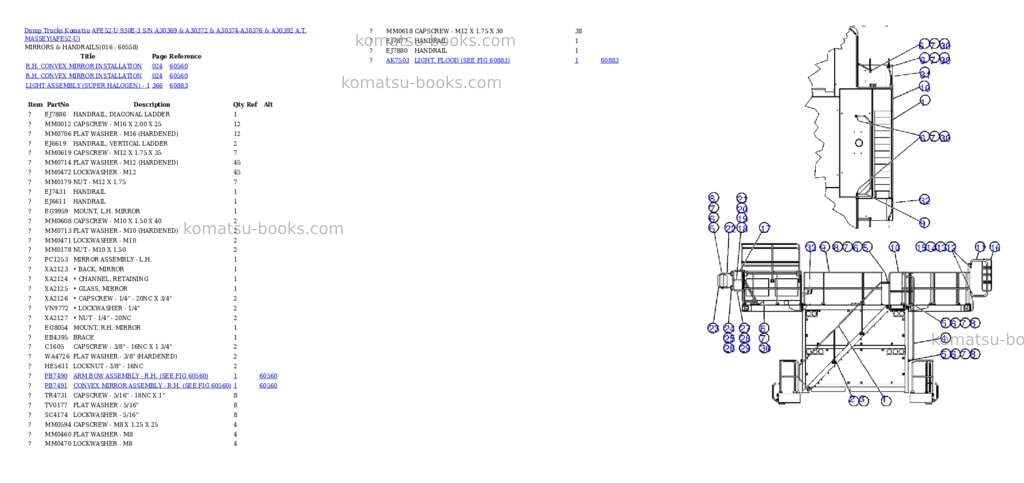 Komatsu afe52-u 930e-3 s/n a30369 & a30372 & a30374-a30376 & a30392 a.t. massey Parts catalog cover Page 8 Komatsu afe52-u 930e-3 s/n a30369 & a30372 & a30374-a30376 & a30392 a.t. massey Parts catalog cover Page 8