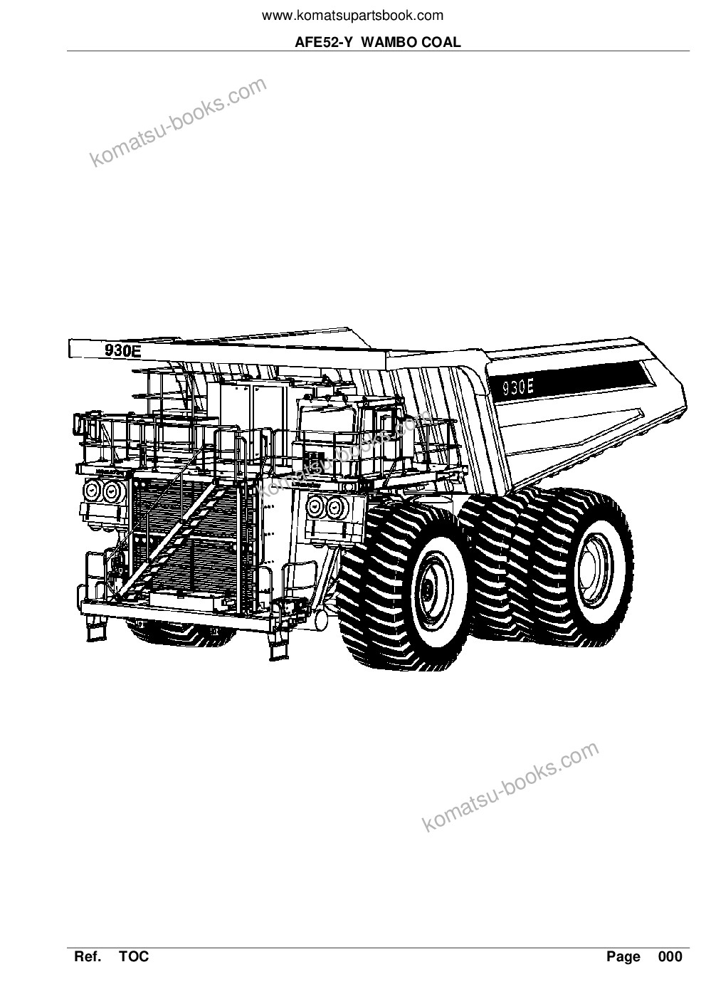 Komatsu afe52-v 930e-3 s/n a30379-a30381 & a30383 & a30385-a30386 wambo coal Parts catalog cover Komatsu afe52-v 930e-3 s/n a30379-a30381 & a30383 & a30385-a30386 wambo coal Parts catalog cover
