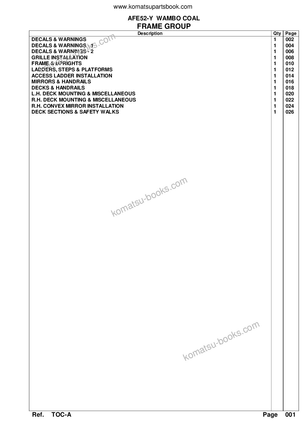 Komatsu afe52-v 930e-3 s/n a30379-a30381 & a30383 & a30385-a30386 wambo coal Parts catalog cover Page 3 Komatsu afe52-v 930e-3 s/n a30379-a30381 & a30383 & a30385-a30386 wambo coal Parts catalog cover Page 3