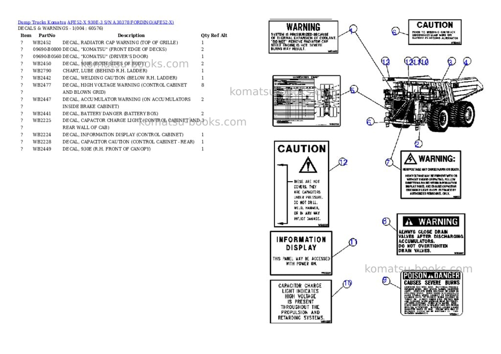 Komatsu afe52-x 930e-3 s/n a30378 fording Parts catalog cover Page 2