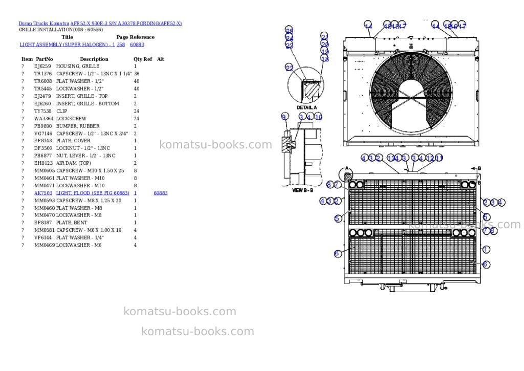 Komatsu afe52-x 930e-3 s/n a30378 fording Parts catalog cover Page 4