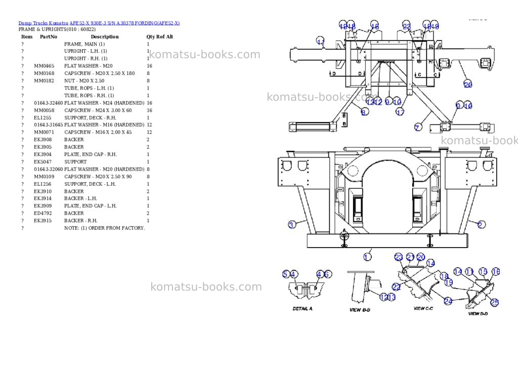 Komatsu afe52-x 930e-3 s/n a30378 fording Parts catalog cover Page 5