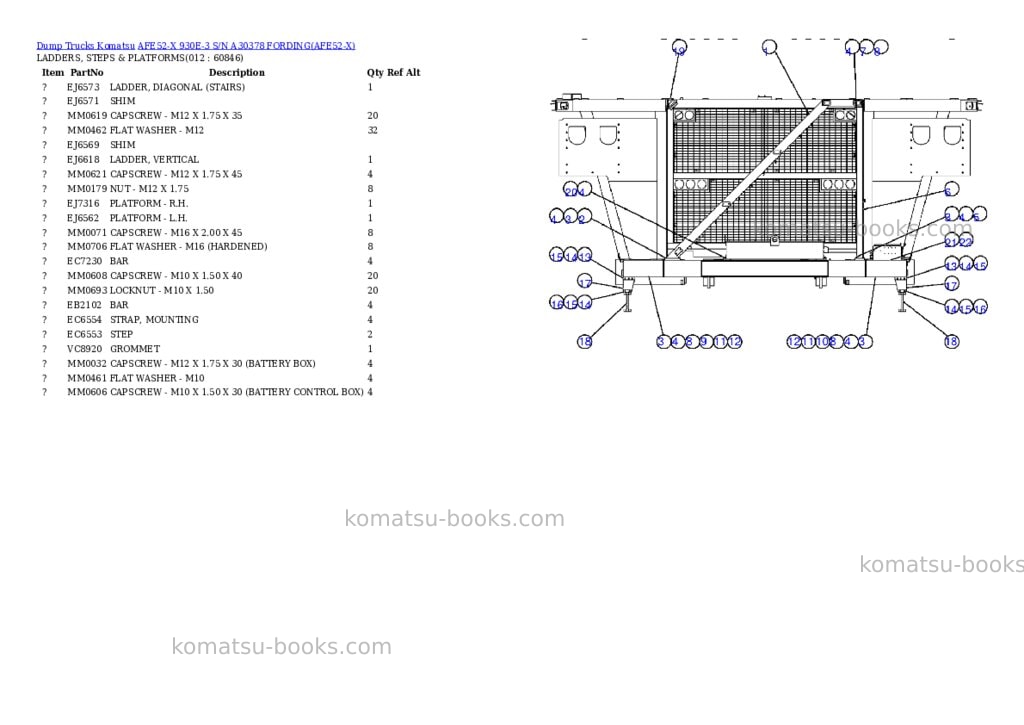 Komatsu afe52-x 930e-3 s/n a30378 fording Parts catalog cover Page 6