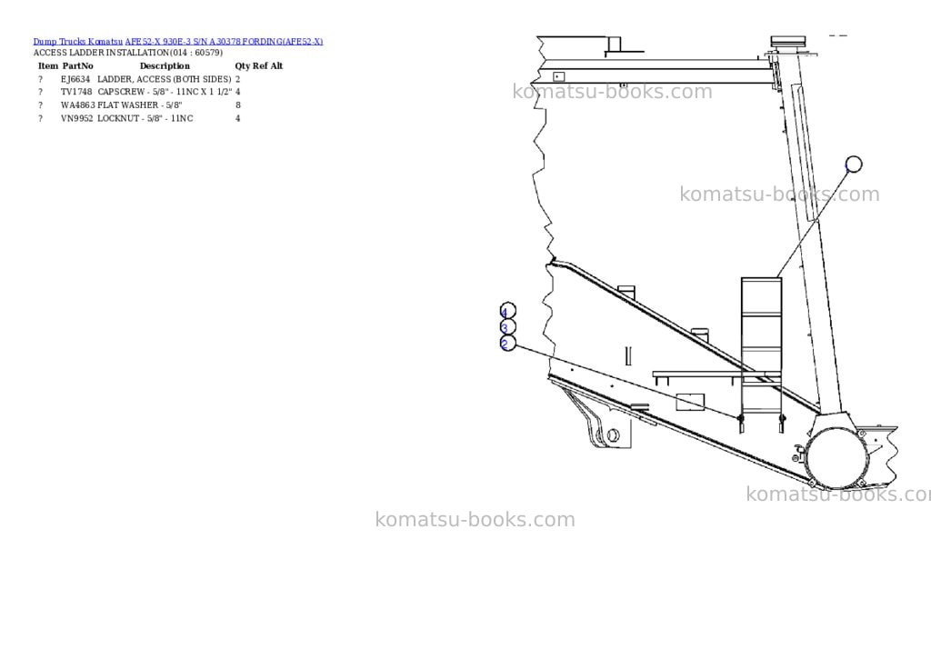 Komatsu afe52-x 930e-3 s/n a30378 fording Parts catalog cover Page 7