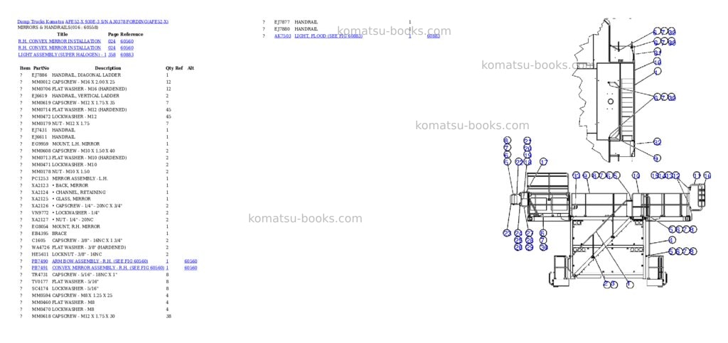Komatsu afe52-x 930e-3 s/n a30378 fording Parts catalog cover Page 8