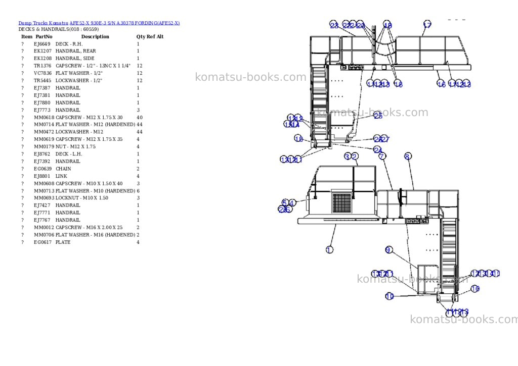 Komatsu afe52-x 930e-3 s/n a30378 fording Parts catalog cover Page 9