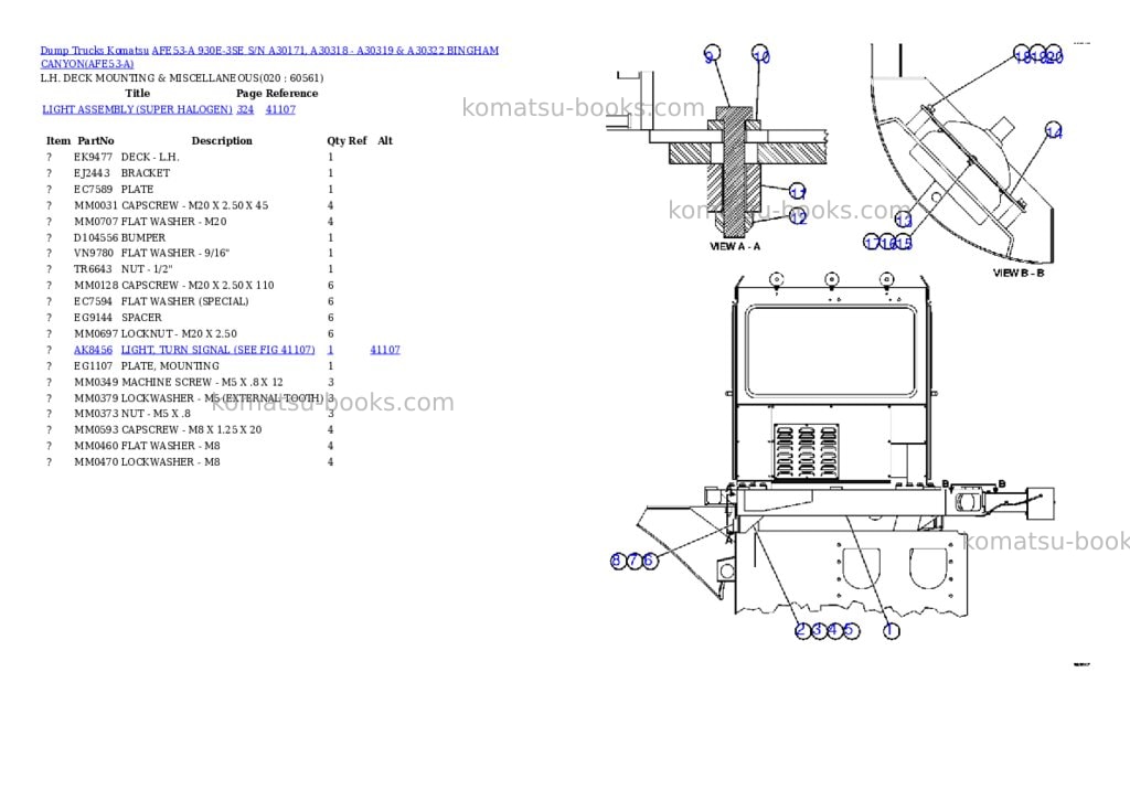 Komatsu afe53-a 930e-3se s/n a30171, a30318 - a30319 & a30322 bingham canyon Parts catalog cover Page 10 Komatsu afe53-a 930e-3se s/n a30171, a30318 - a30319 & a30322 bingham canyon Parts catalog cover Page 10