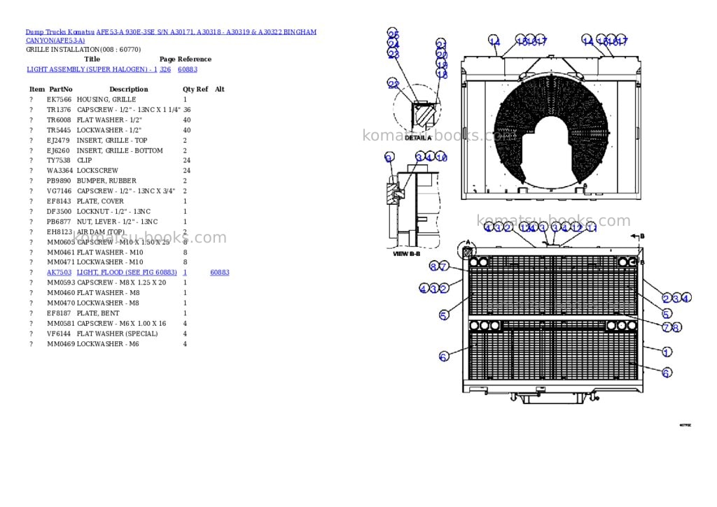 Komatsu afe53-a 930e-3se s/n a30171, a30318 - a30319 & a30322 bingham canyon Parts catalog cover Page 4 Komatsu afe53-a 930e-3se s/n a30171, a30318 - a30319 & a30322 bingham canyon Parts catalog cover Page 4