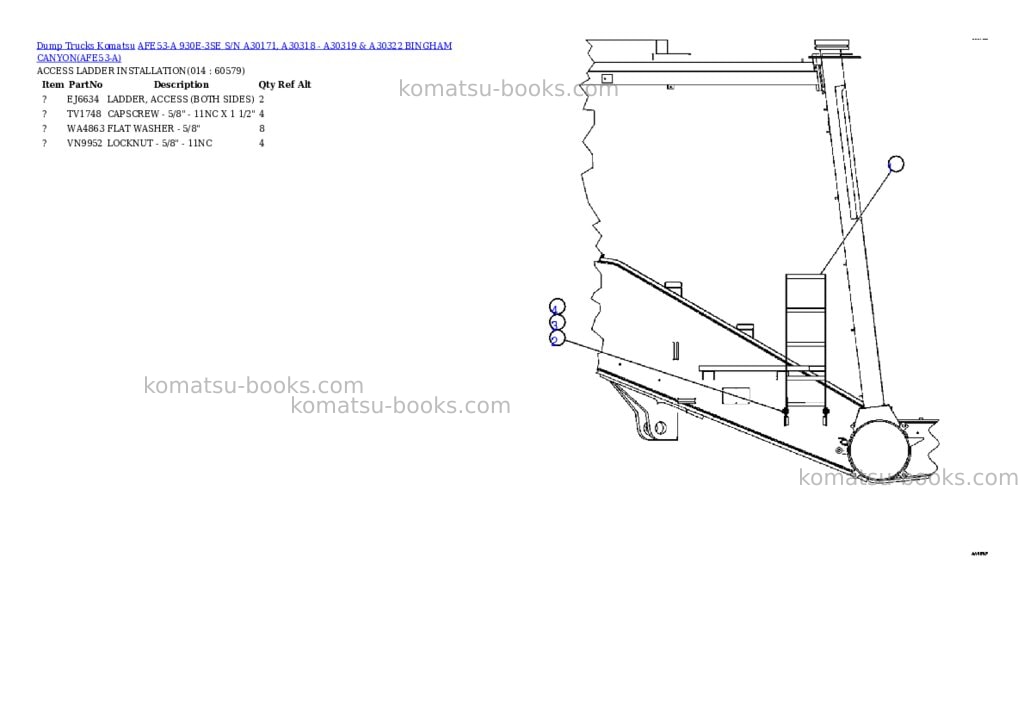 Komatsu afe53-a 930e-3se s/n a30171, a30318 - a30319 & a30322 bingham canyon Parts catalog cover Page 7 Komatsu afe53-a 930e-3se s/n a30171, a30318 - a30319 & a30322 bingham canyon Parts catalog cover Page 7