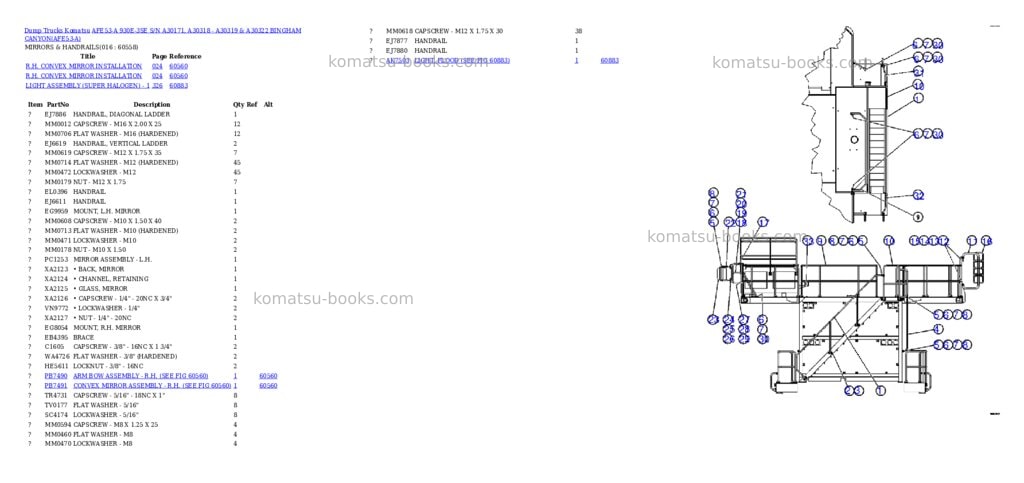 Komatsu afe53-a 930e-3se s/n a30171, a30318 - a30319 & a30322 bingham canyon Parts catalog cover Page 8 Komatsu afe53-a 930e-3se s/n a30171, a30318 - a30319 & a30322 bingham canyon Parts catalog cover Page 8