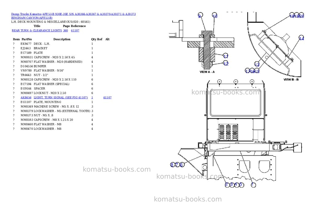 Komatsu afe53-b 930e-3se s/n a30366-a30367 & a30370-a30371 & a30373 bingham canyon Parts catalog cover Page 10 Komatsu afe53-b 930e-3se s/n a30366-a30367 & a30370-a30371 & a30373 bingham canyon Parts catalog cover Page 10
