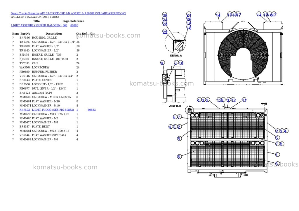 Komatsu afe53-c 930e-3se s/n a30382 & a30389 collahuasi Parts catalog cover Page 4