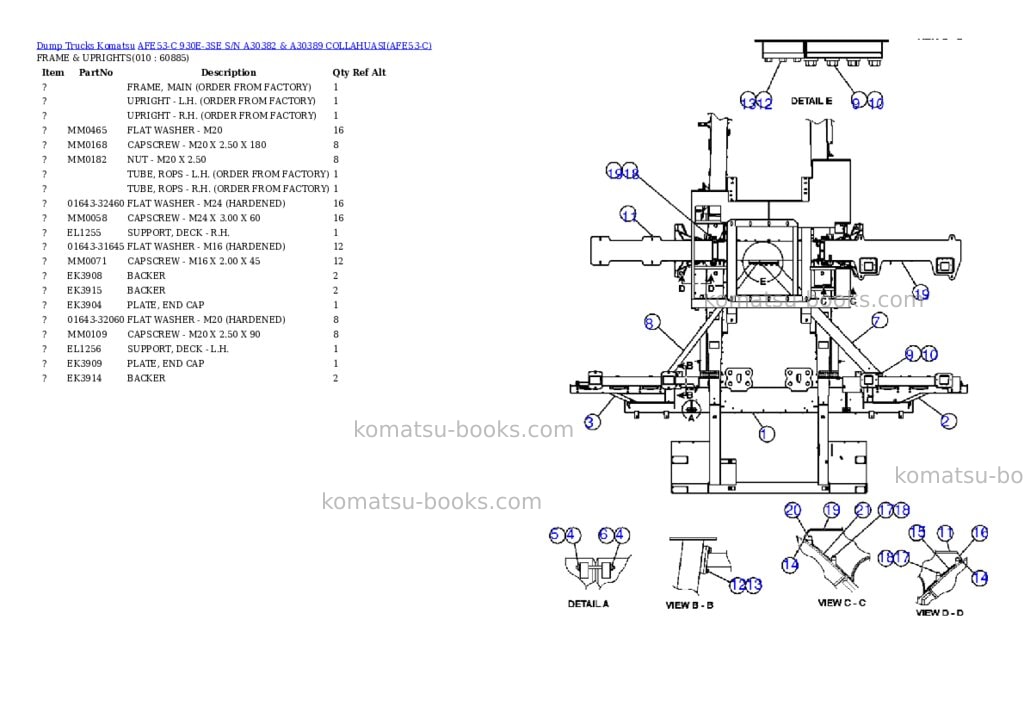 Komatsu afe53-c 930e-3se s/n a30382 & a30389 collahuasi Parts catalog cover Page 5