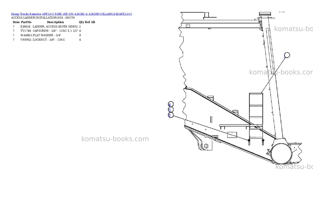 Komatsu afe53-c 930e-3se s/n a30382 & a30389 collahuasi Parts catalog cover Page 7