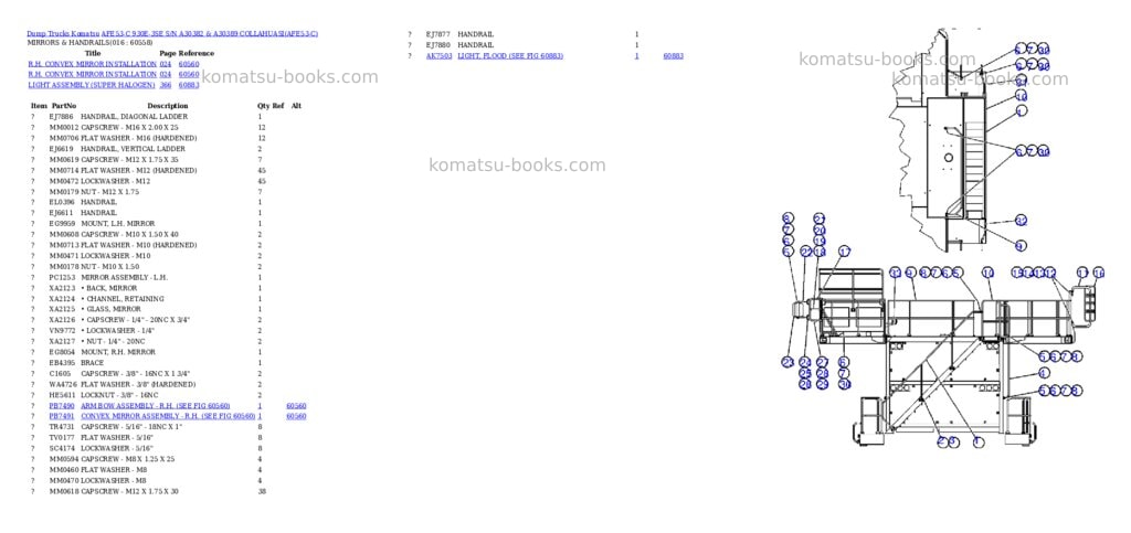 Komatsu afe53-c 930e-3se s/n a30382 & a30389 collahuasi Parts catalog cover Page 8