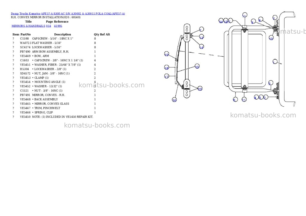 Komatsu afe57-a 830e-ac s/n a30002 & a30011 Parts catalog cover Page 10