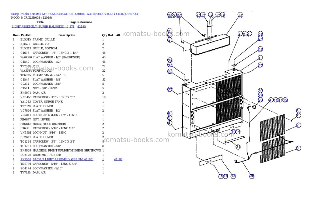 Komatsu afe57-aa 830e-ac s/n a30106 - a30108 elk valley coal Parts catalog cover Page 4 Komatsu afe57-aa 830e-ac s/n a30106 - a30108 elk valley coal Parts catalog cover Page 4