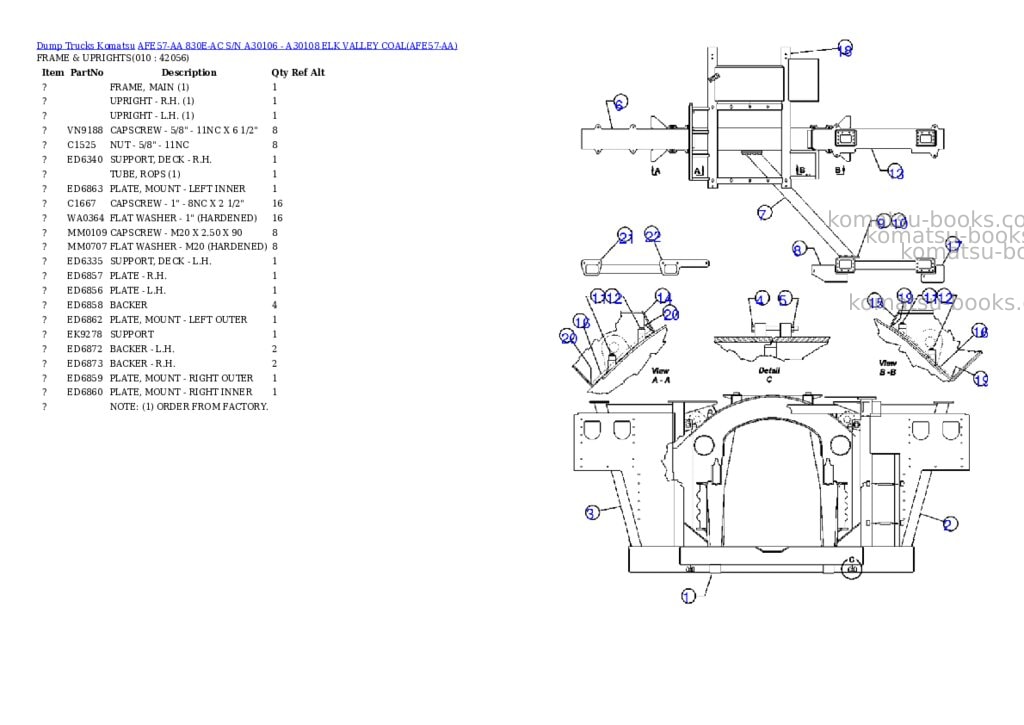 Komatsu afe57-aa 830e-ac s/n a30106 - a30108 elk valley coal Parts catalog cover Page 5 Komatsu afe57-aa 830e-ac s/n a30106 - a30108 elk valley coal Parts catalog cover Page 5