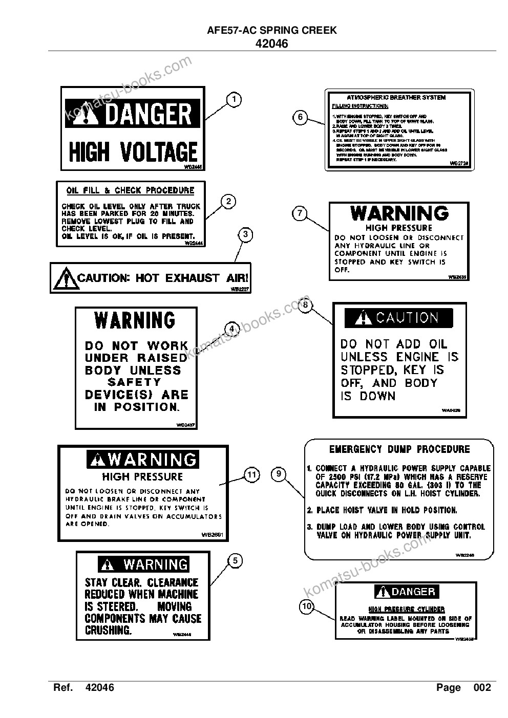 Komatsu afe57-ac 830e-1ac s/n a30113, a30125, a30126, a30129, a30131 & a30134 - a30136 spring creek Parts catalog cover Page 4 Komatsu afe57-ac 830e-1ac s/n a30113, a30125, a30126, a30129, a30131 & a30134 - a30136 spring creek Parts catalog cover Page 4