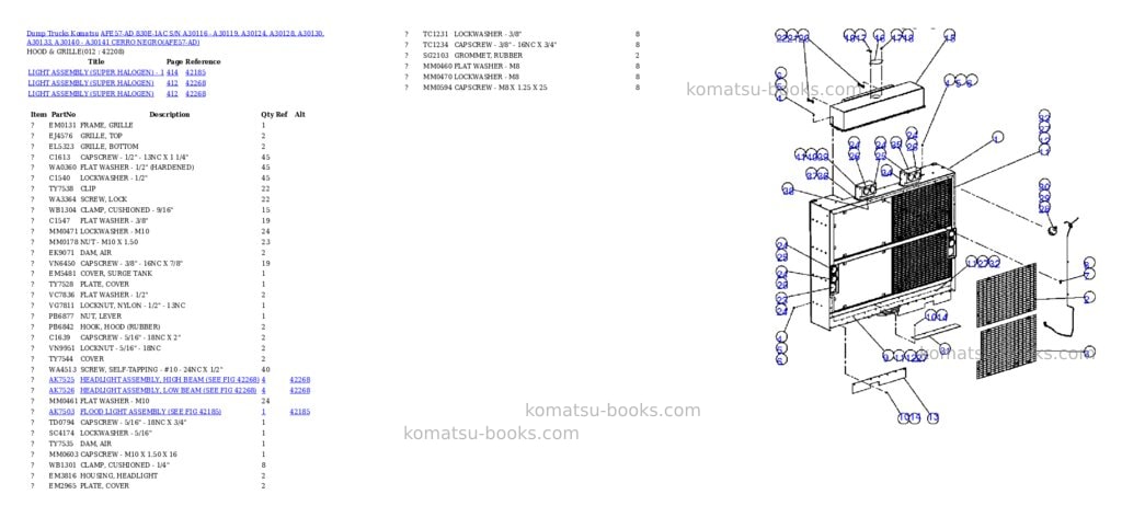 Komatsu afe57-ad 830e-1ac s/n a30116 - a30119, a30124, a30128, a30130, a30133, a30140 - a30141 cerro negro Parts catalog cover Page 6
