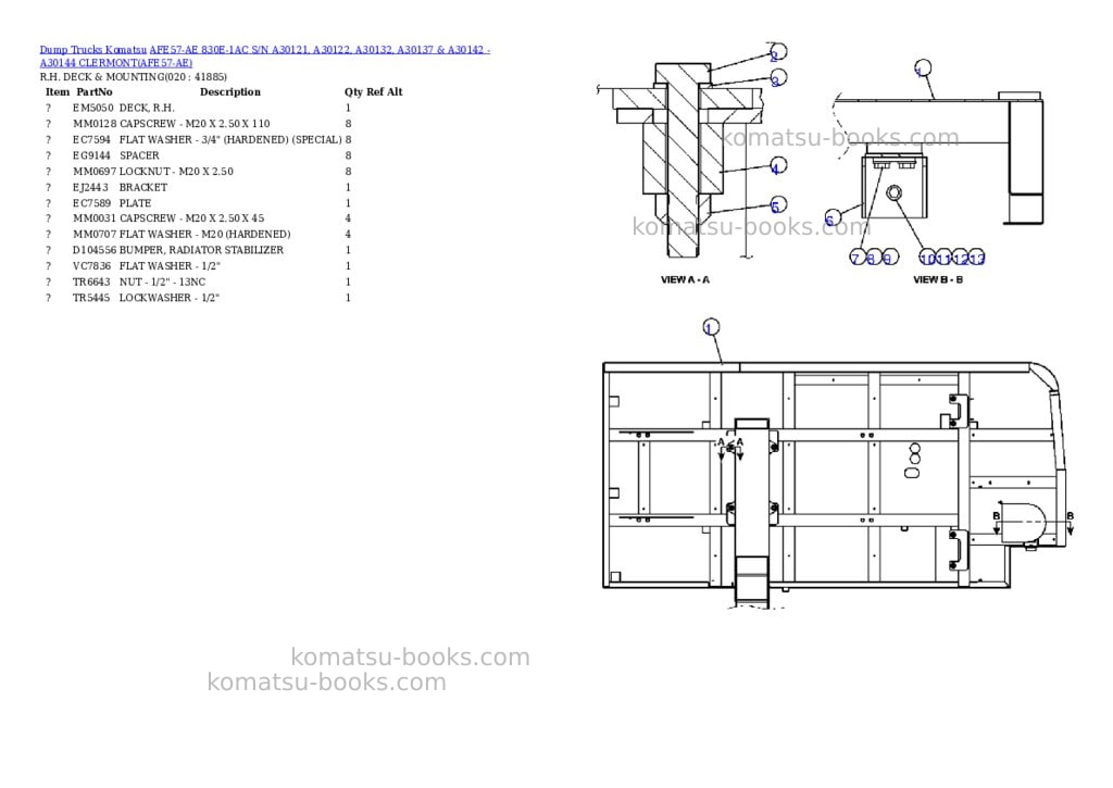 Komatsu afe57-ae 830e-1ac s/n a30121, a30122, a30132, a30137 & a30142 - a30144 clermont Parts catalog cover Page 10 Komatsu afe57-ae 830e-1ac s/n a30121, a30122, a30132, a30137 & a30142 - a30144 clermont Parts catalog cover Page 10