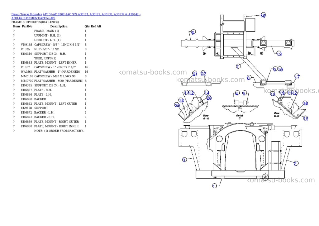 Komatsu afe57-ae 830e-1ac s/n a30121, a30122, a30132, a30137 & a30142 - a30144 clermont Parts catalog cover Page 7 Komatsu afe57-ae 830e-1ac s/n a30121, a30122, a30132, a30137 & a30142 - a30144 clermont Parts catalog cover Page 7