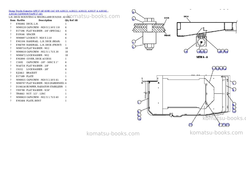Komatsu afe57-ae 830e-1ac s/n a30121, a30122, a30132, a30137 & a30142 - a30144 clermont Parts catalog cover Page 9 Komatsu afe57-ae 830e-1ac s/n a30121, a30122, a30132, a30137 & a30142 - a30144 clermont Parts catalog cover Page 9