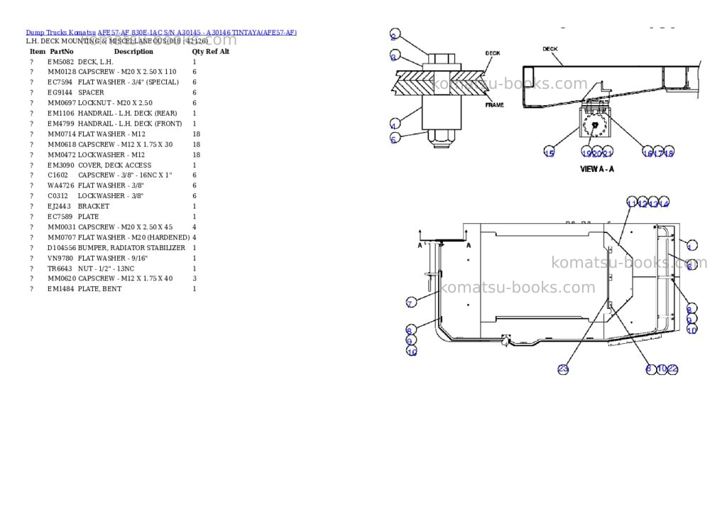 Komatsu afe57-af 830e-1ac s/n a30145 - a30146 tintaya Parts catalog cover Page 9 Komatsu afe57-af 830e-1ac s/n a30145 - a30146 tintaya Parts catalog cover Page 9