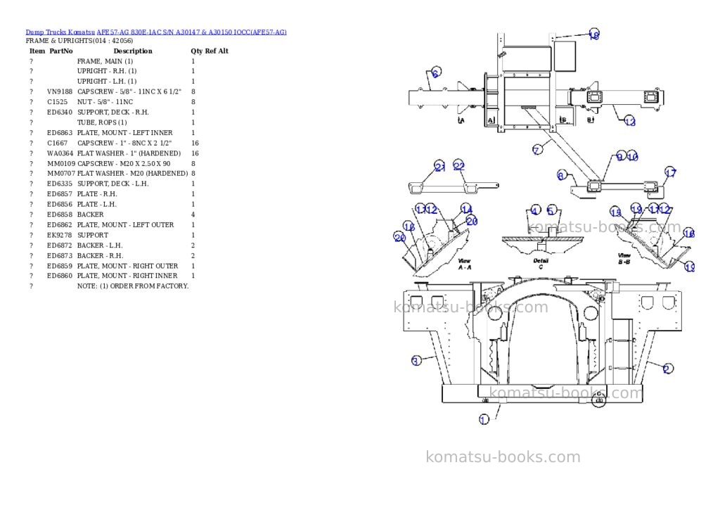Komatsu afe57-ag 830e-1ac s/n a30147 & a30150 iocc Parts catalog cover Page 7