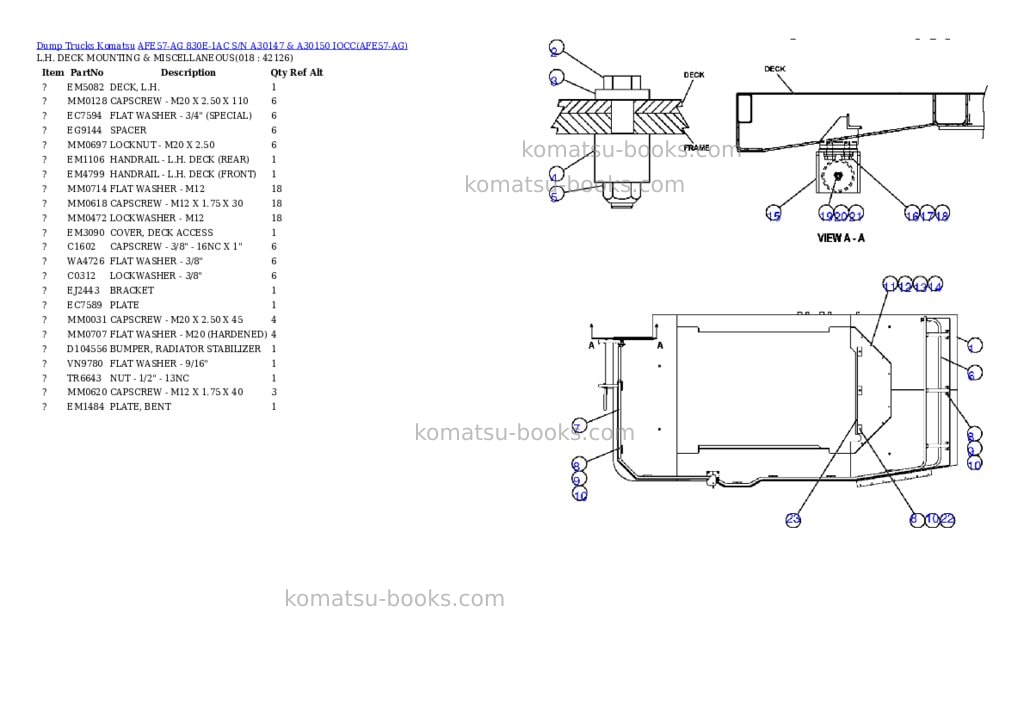 Komatsu afe57-ag 830e-1ac s/n a30147 & a30150 iocc Parts catalog cover Page 9