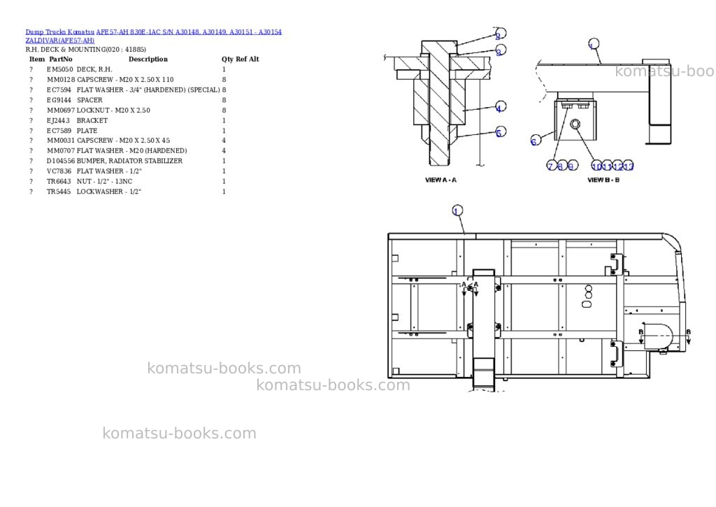 Komatsu afe57-ah 830e-1ac s/n a30148, a30149, a30151 - a30154 zaldivar Parts catalog cover Page 10 Komatsu afe57-ah 830e-1ac s/n a30148, a30149, a30151 - a30154 zaldivar Parts catalog cover Page 10