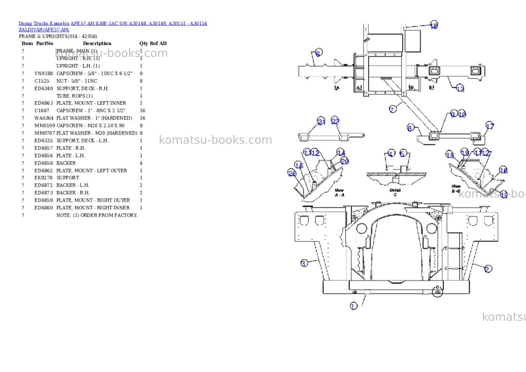 Komatsu afe57-ah 830e-1ac s/n a30148, a30149, a30151 - a30154 zaldivar Parts catalog cover Page 7 Komatsu afe57-ah 830e-1ac s/n a30148, a30149, a30151 - a30154 zaldivar Parts catalog cover Page 7
