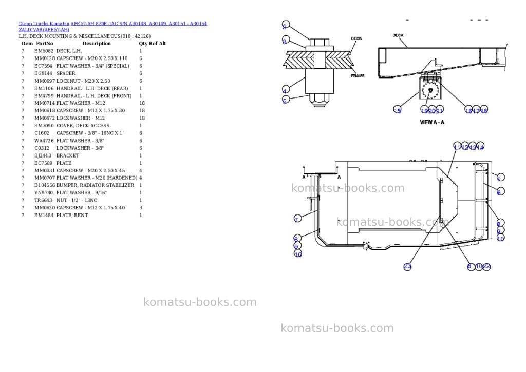 Komatsu afe57-ah 830e-1ac s/n a30148, a30149, a30151 - a30154 zaldivar Parts catalog cover Page 9 Komatsu afe57-ah 830e-1ac s/n a30148, a30149, a30151 - a30154 zaldivar Parts catalog cover Page 9