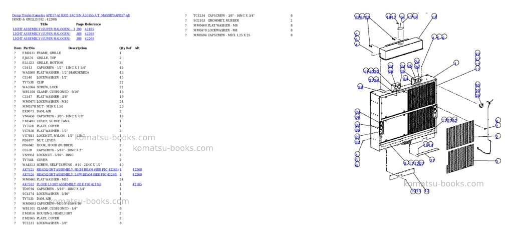 Komatsu afe57-aj 830e-1ac s/n a30155 a.t. massey Parts catalog cover Page 6