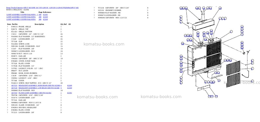 Komatsu afe57-ak 830e-1ac s/n a30156 - a30158 & a30161 pilbara Parts catalog cover Page 6