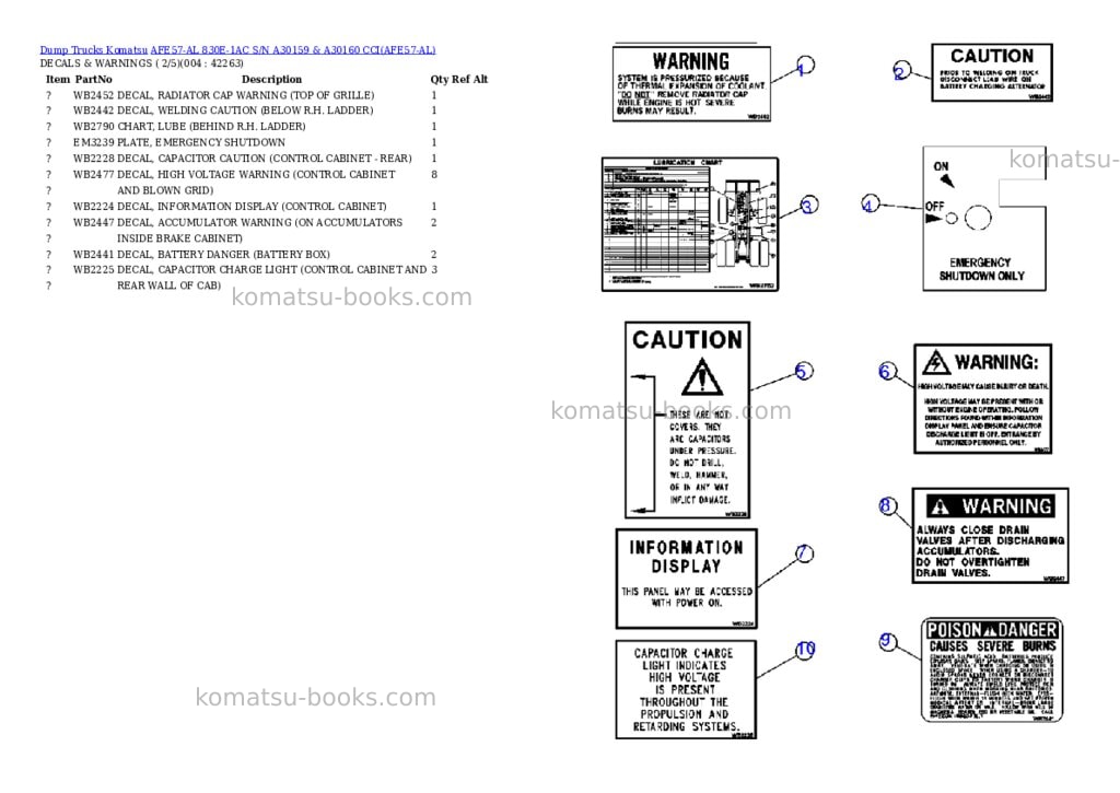 Komatsu afe57-al 830e-1ac s/n a30159 & a30160 cci Parts catalog cover Page 2