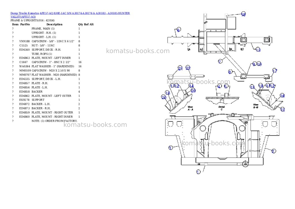 Komatsu afe57-aq 830e-1ac s/n a30174-a30176 & a30183 - a30185 hunter valley Parts catalog cover Page 7 Komatsu afe57-aq 830e-1ac s/n a30174-a30176 & a30183 - a30185 hunter valley Parts catalog cover Page 7